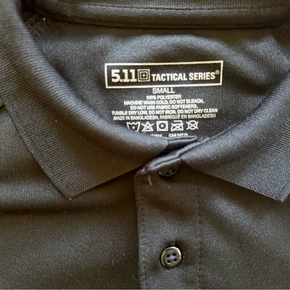 5.11 Tactical Performance Men's Black Long Sleeve Polo Shirt - Picture 5 of 6
